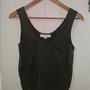 Loft Sweater Tank Top Womens Sz Sm Grunge Punk Granola Girl Drab Green NWT
